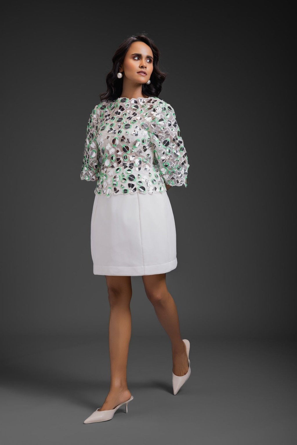 Dress with Neon Metallic Detail