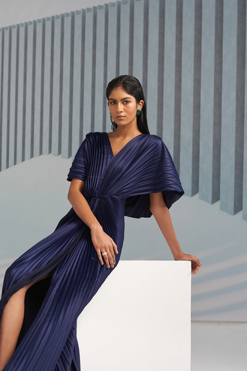 Pleated Winged Gown
