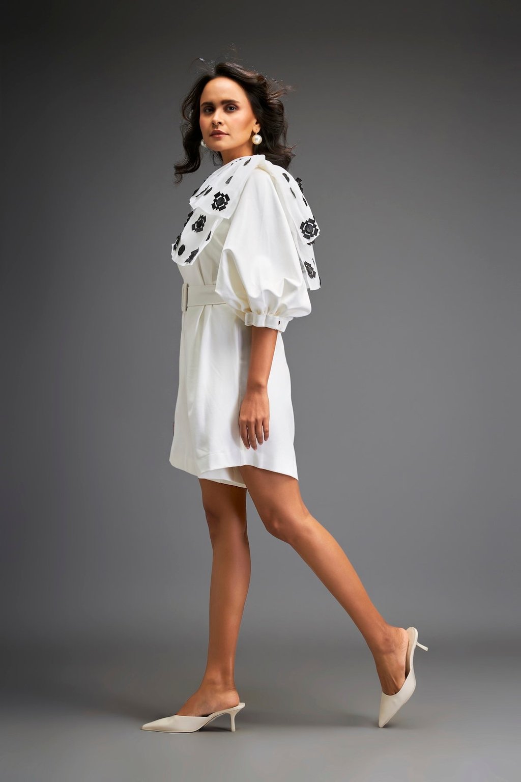 Playsuit with Applique Work on the Shoulder
