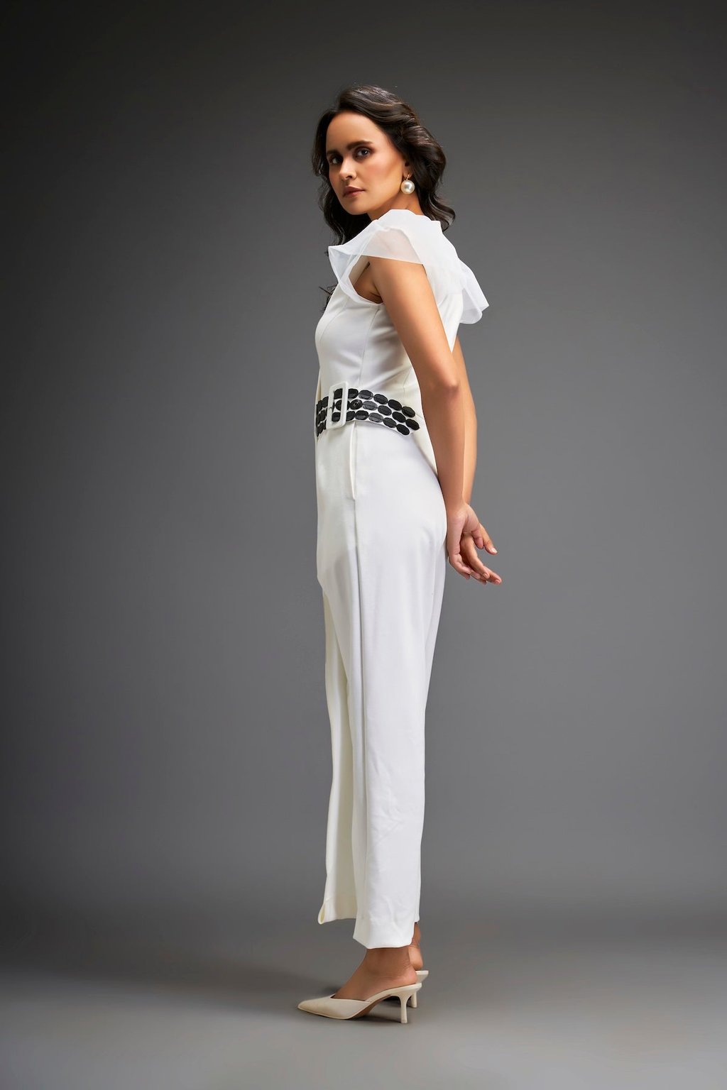 Overlap Jumpsuit with Statement Belt
