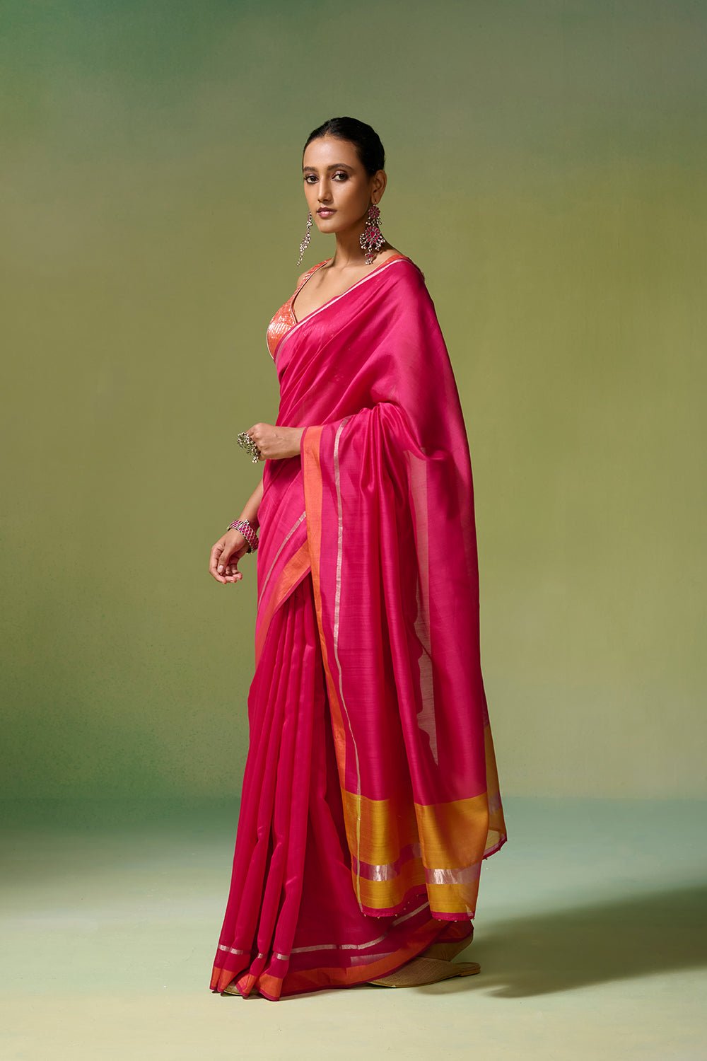 Fidha Chanderi Deep Pink Sarees