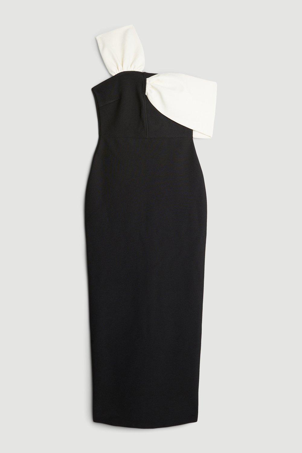 Figure Form Bandage Asymmetric Strap Knit Midi Dress
