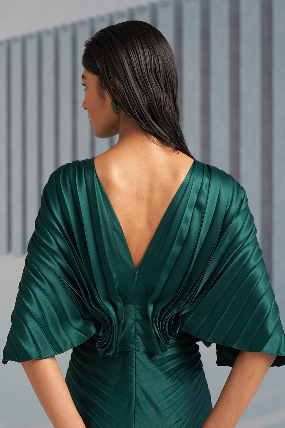 Pleated Winged Gown