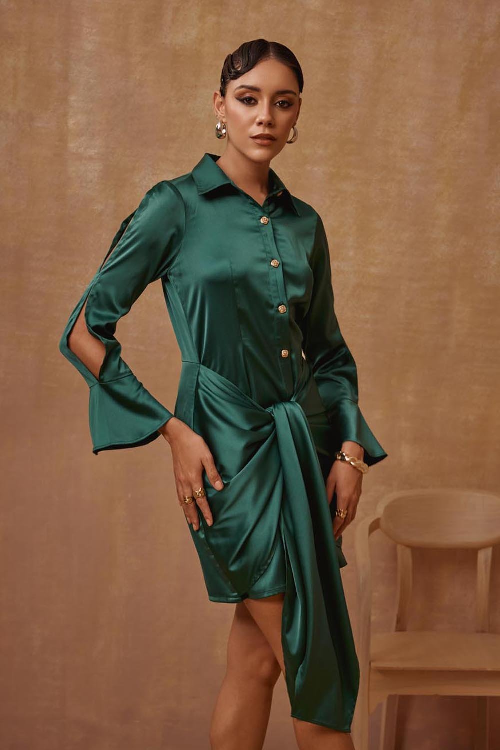 Emerald Green Tie Dress