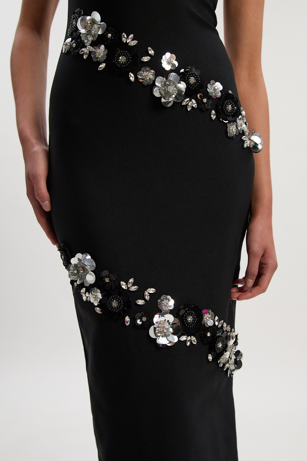 Embellished Figure Form Bandeau Maxi Dress