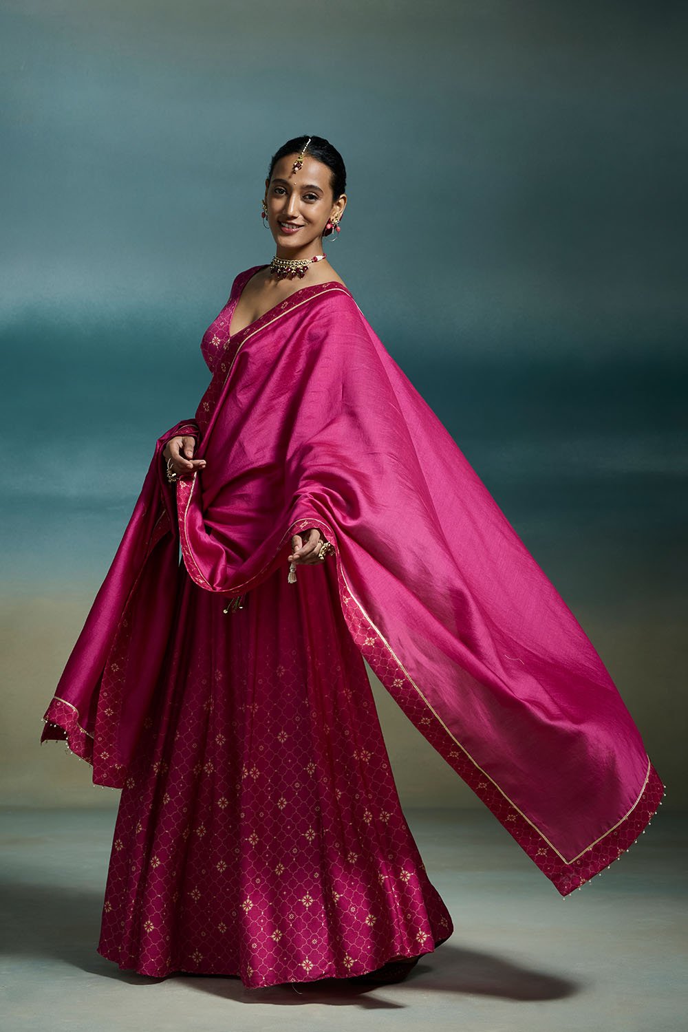 Hridaya Modal Satin Rani Pink Lehengas