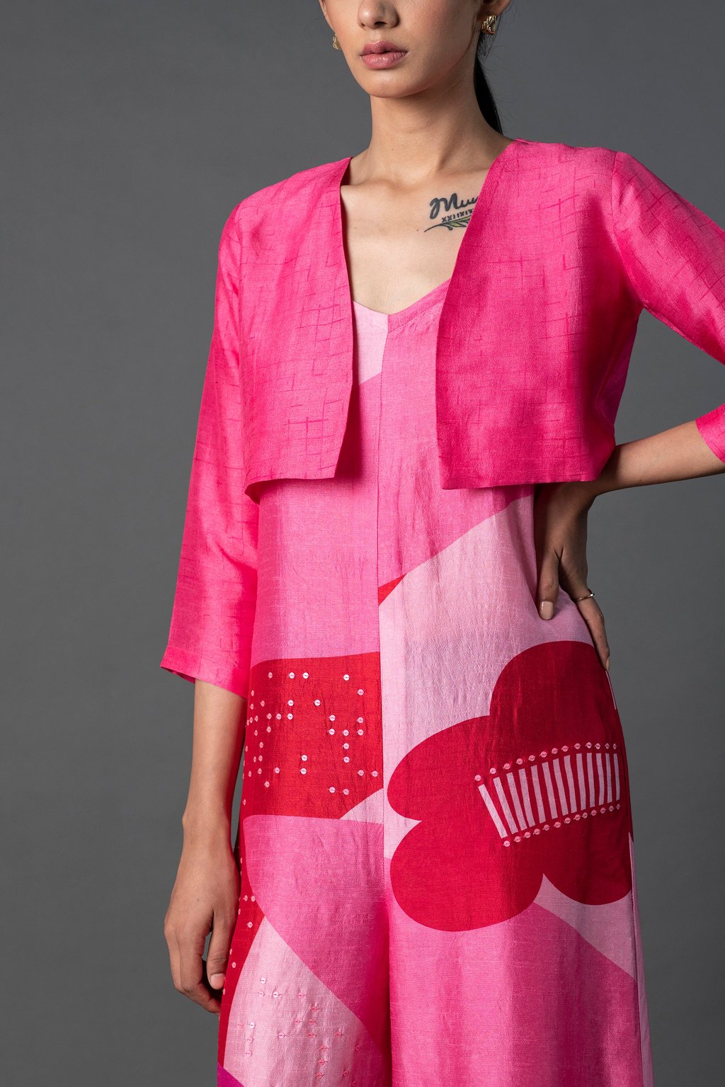 Array Floweret Deep Pink Jumpsuit