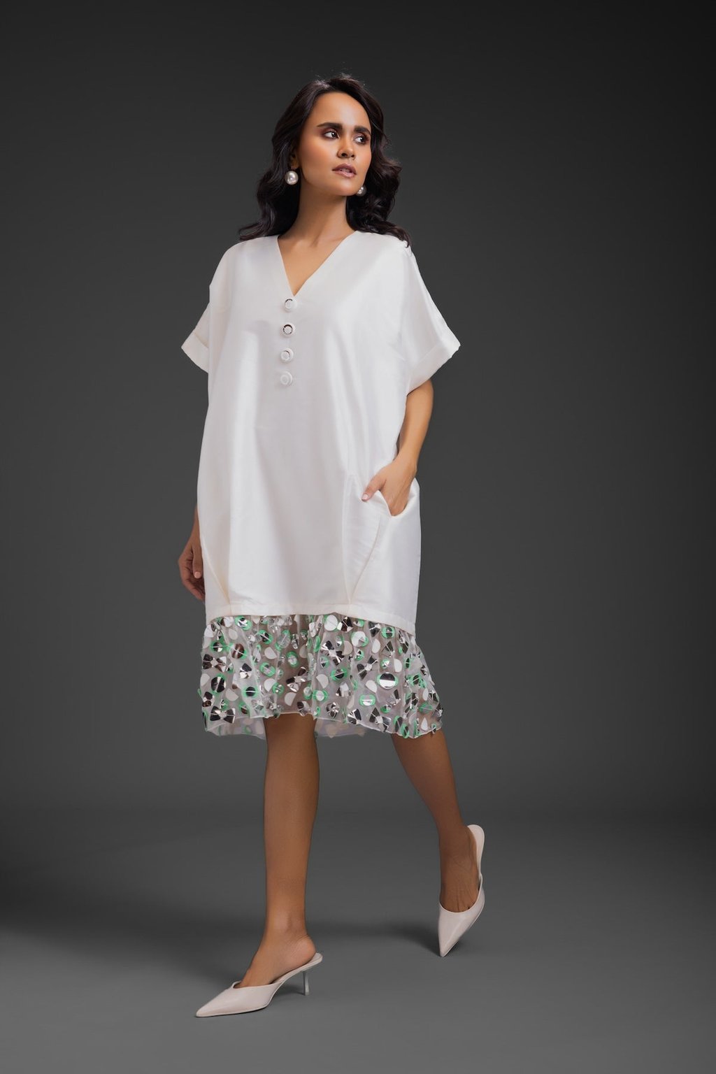 Dress with Neon Metallic Detail