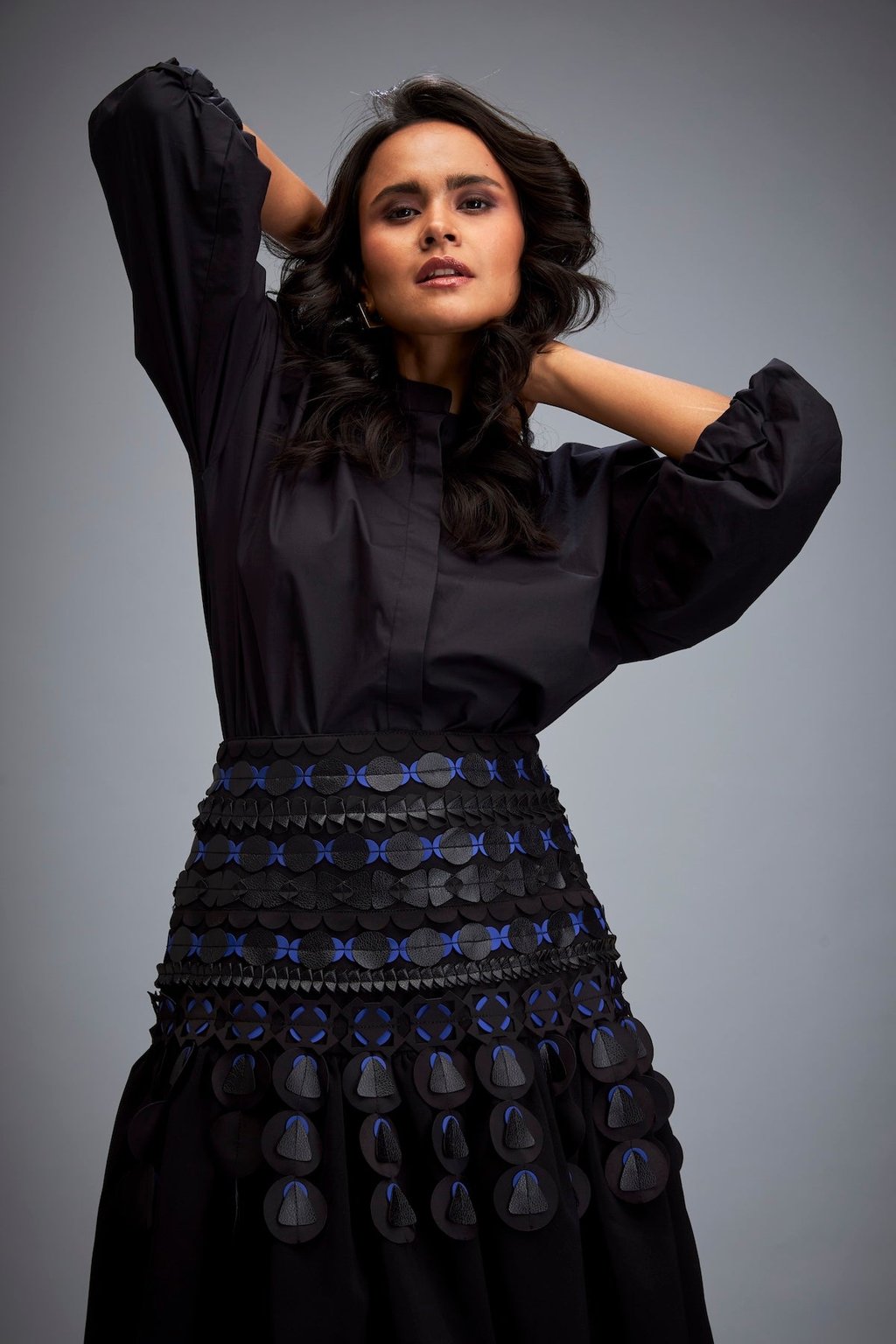 Structured Skirt with Layered Circular Appliqu�