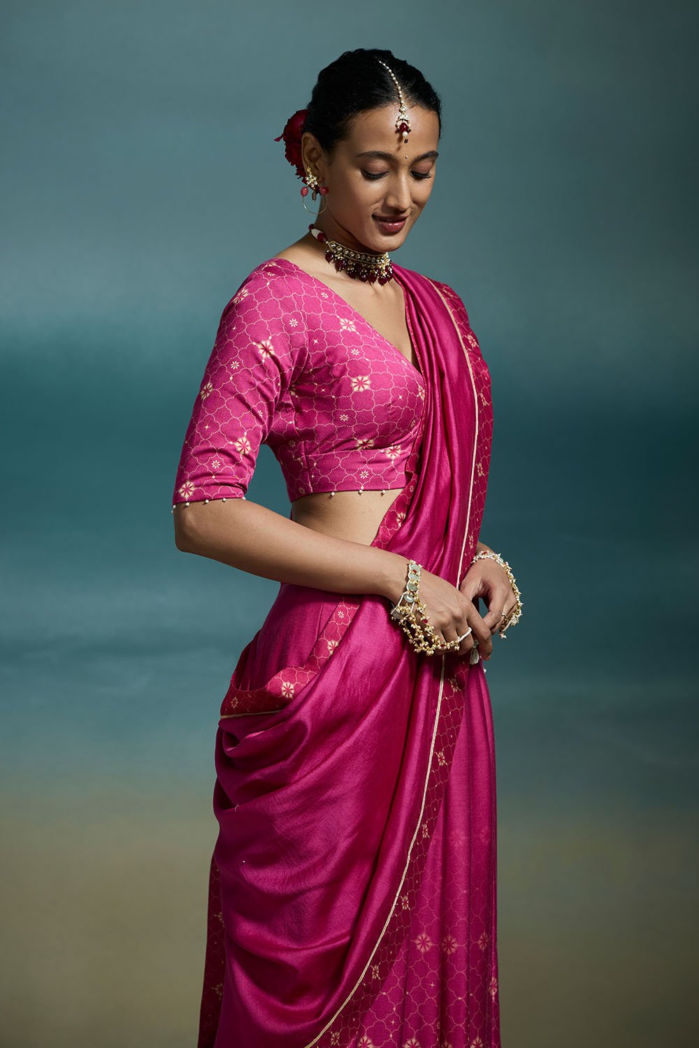 Hridaya Modal Satin Rani Pink Lehengas