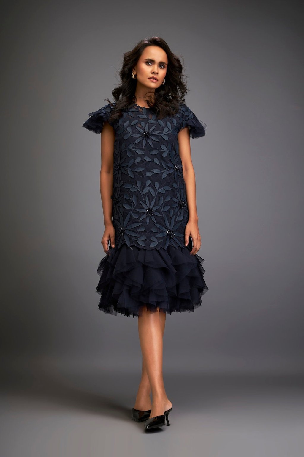 Short Floral Appliqu� Dress