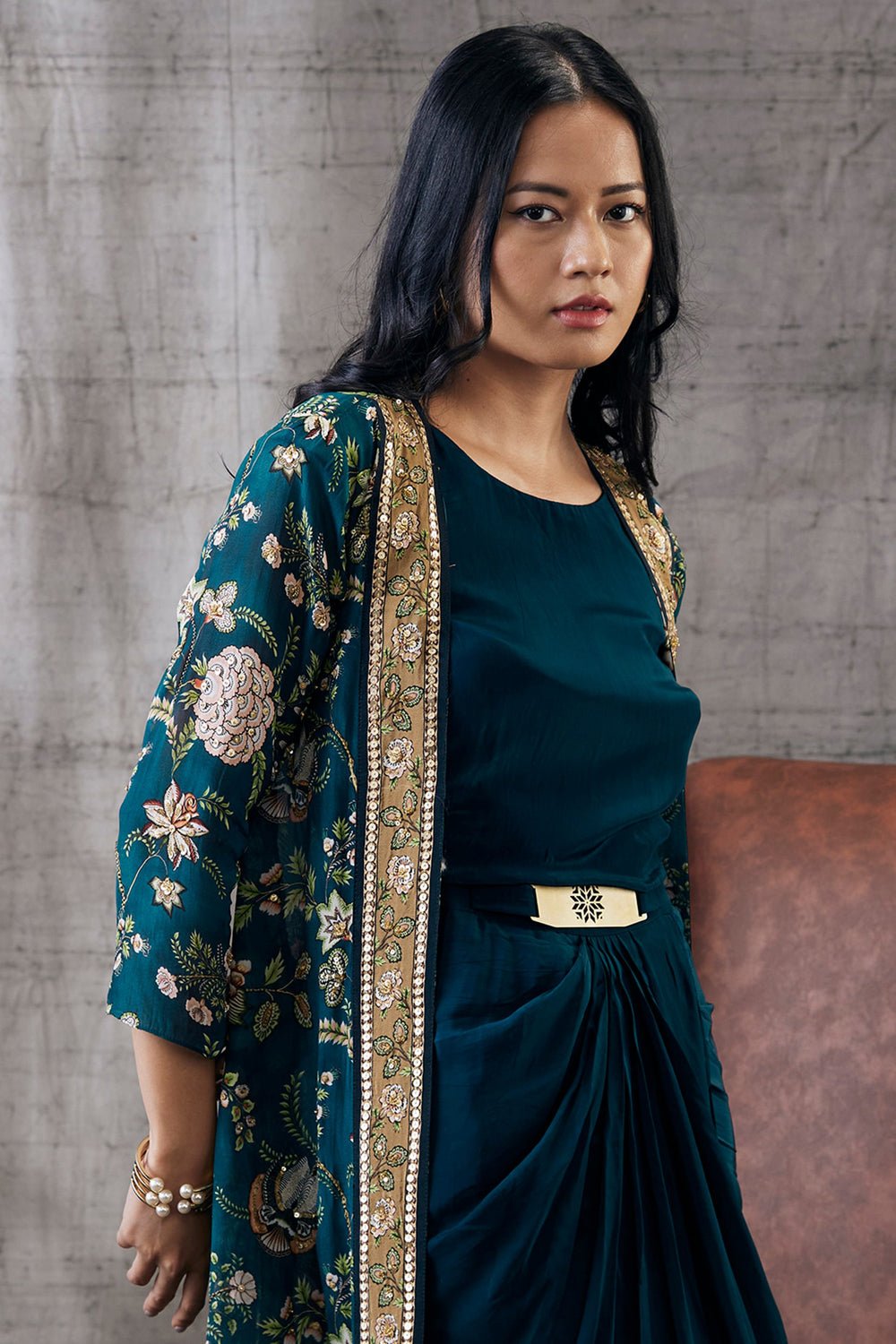 Mehr Drape Dress with Printed Jacket
