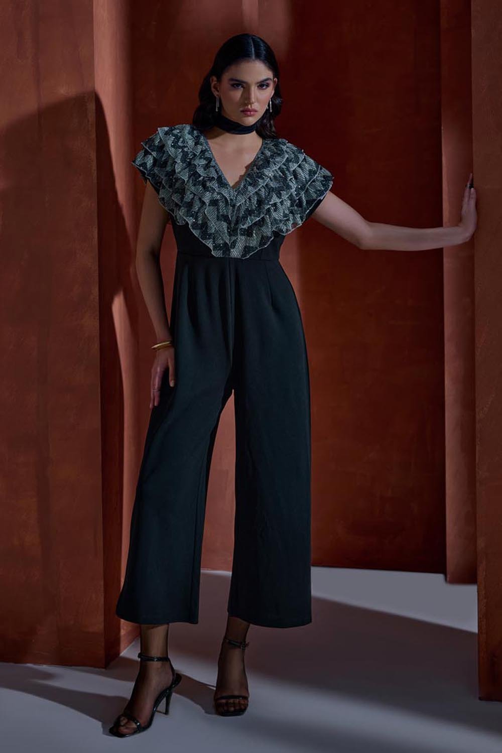 Mettalic Ruffled Jumpsuit