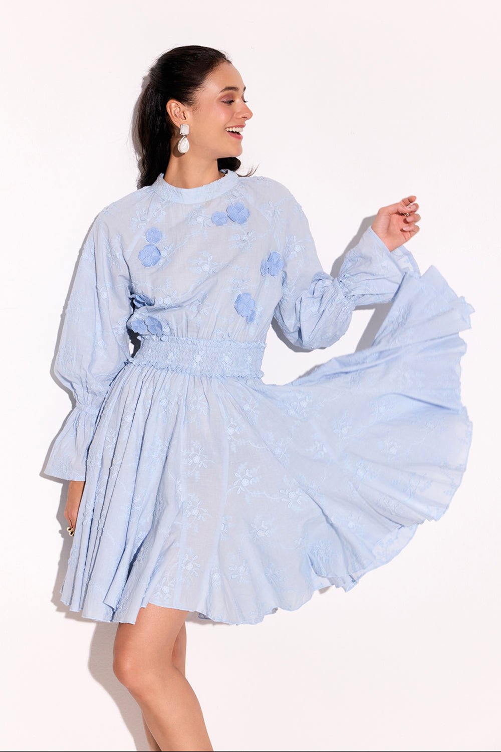 Dainty Embroidered Flower Applique Dress