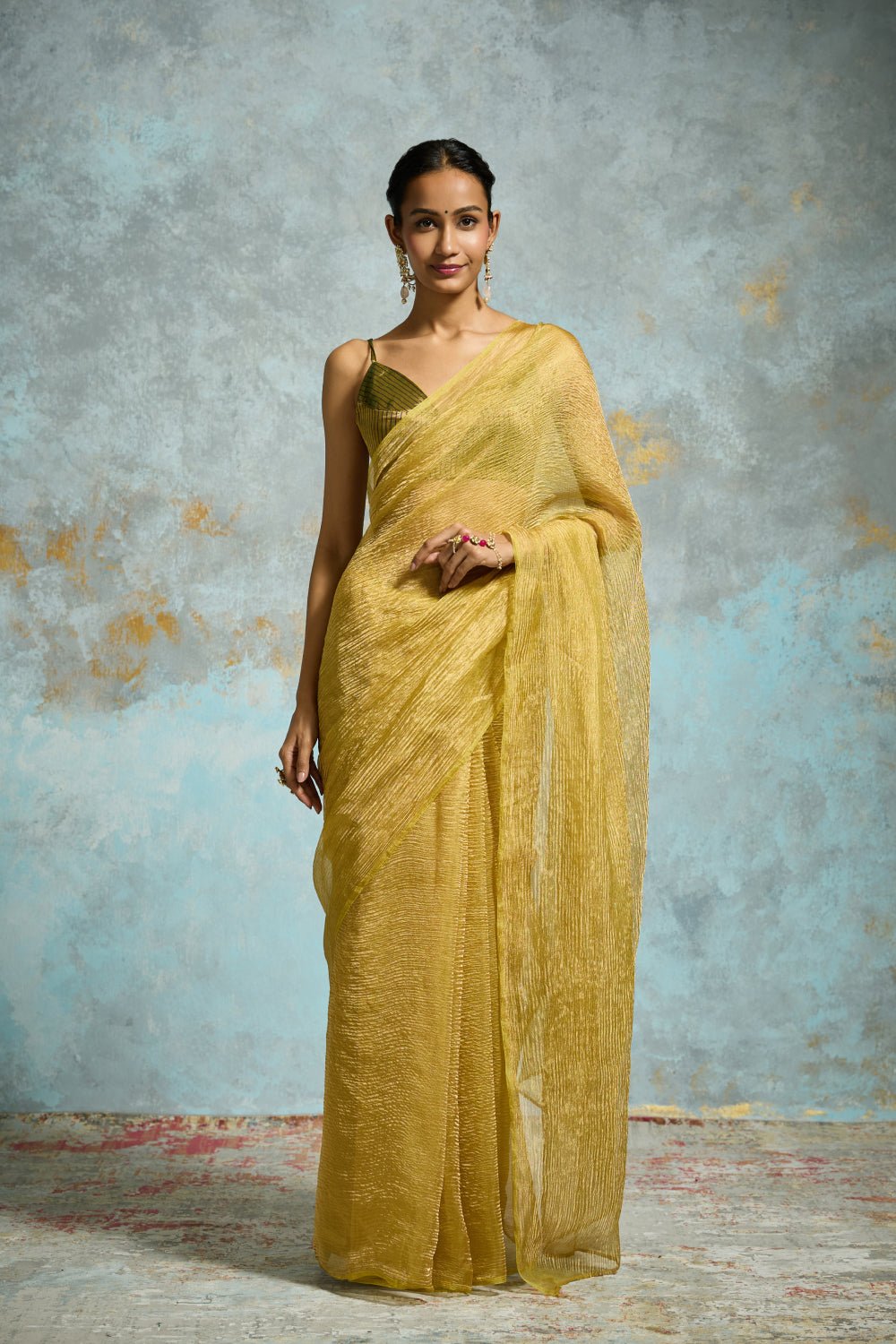 Aaira Tissue Lime Green Sarees