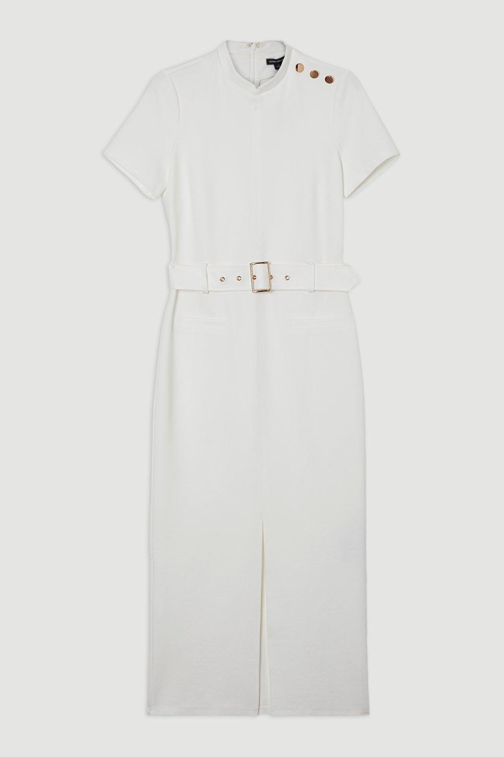 Belted Ponte Midi Dress