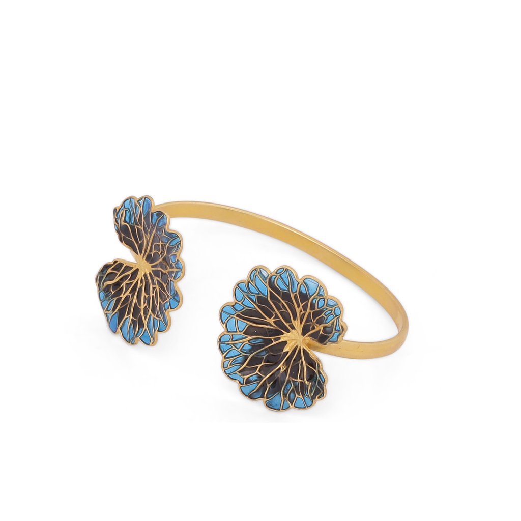 Leaf Bangle - Cobalt & Black