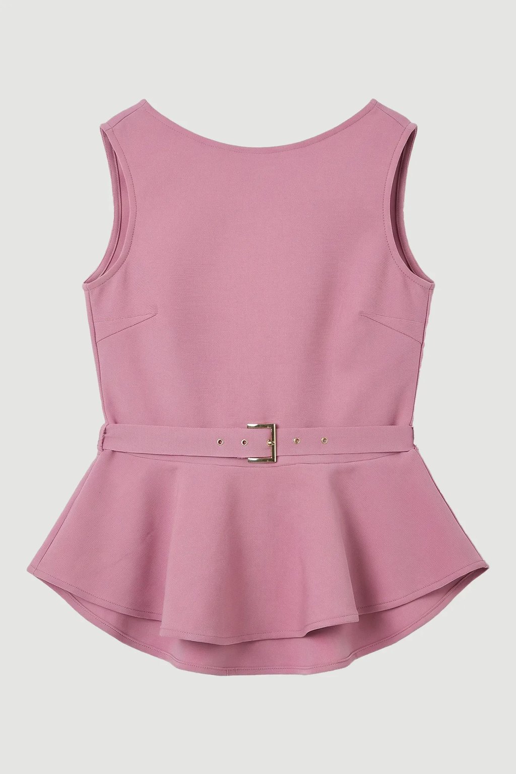 Figure Form Bandage Peplum Belted Knit Top