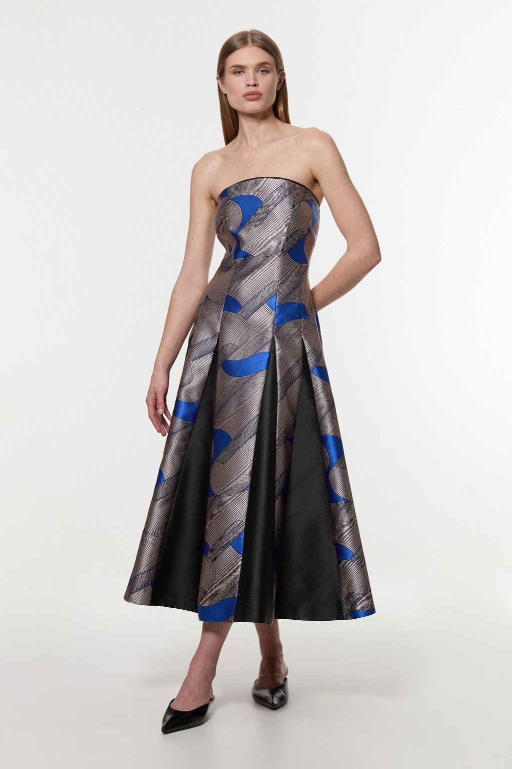 Amelia Graham Printed Tailored Bandeau Prom Dress