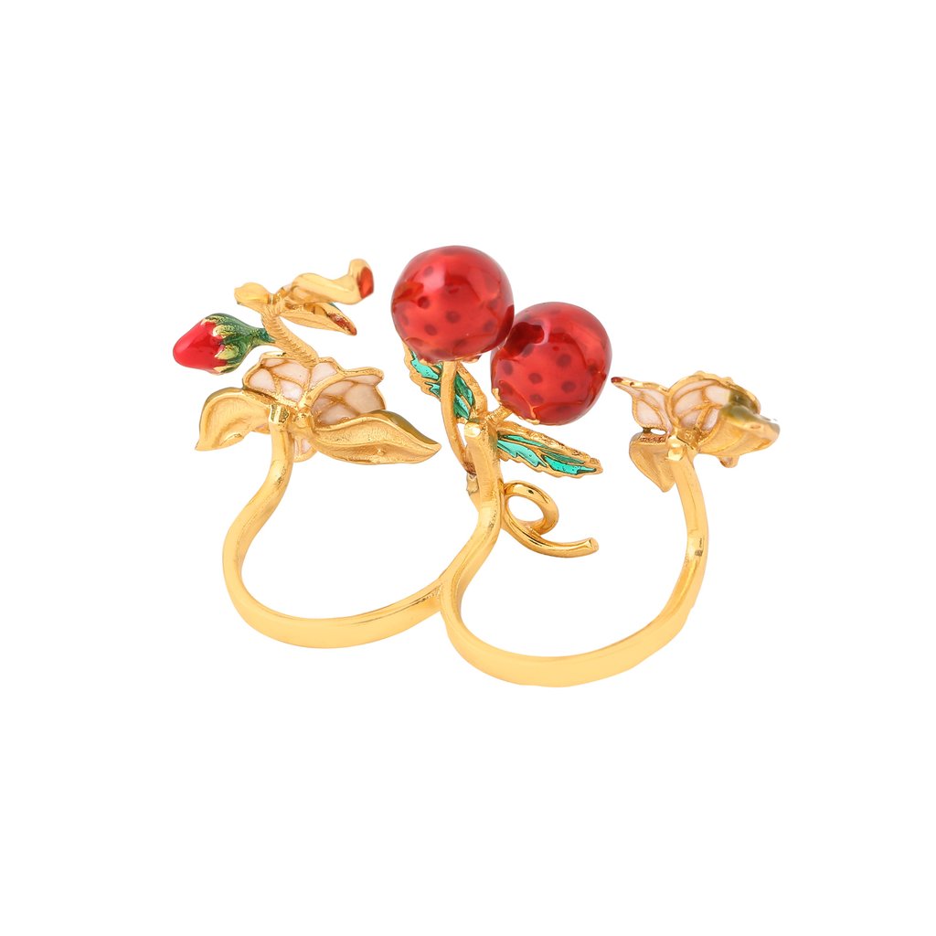 Strawberry Double Finger Ring