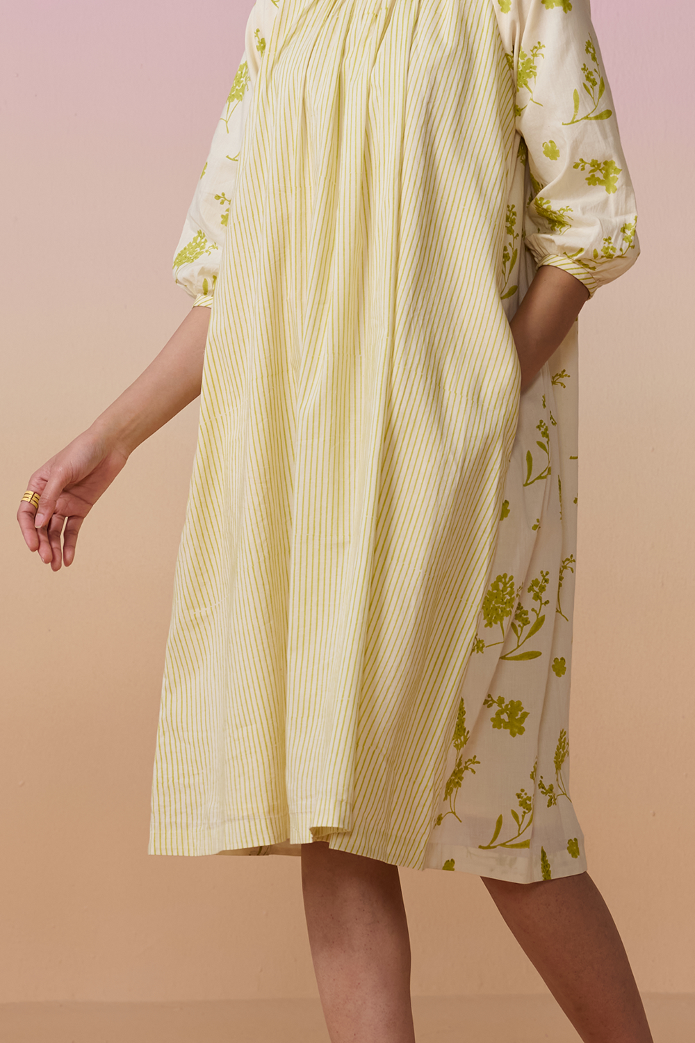 Ivory Cotton Hand Block Dress