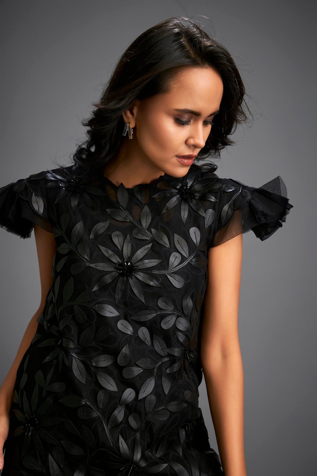 Short Floral Appliqu� Dress