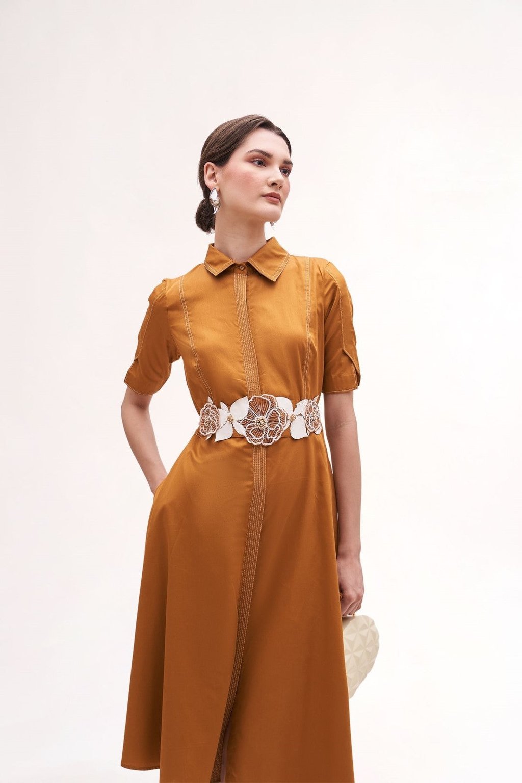 Cinnabon Embroidered Belted Dress