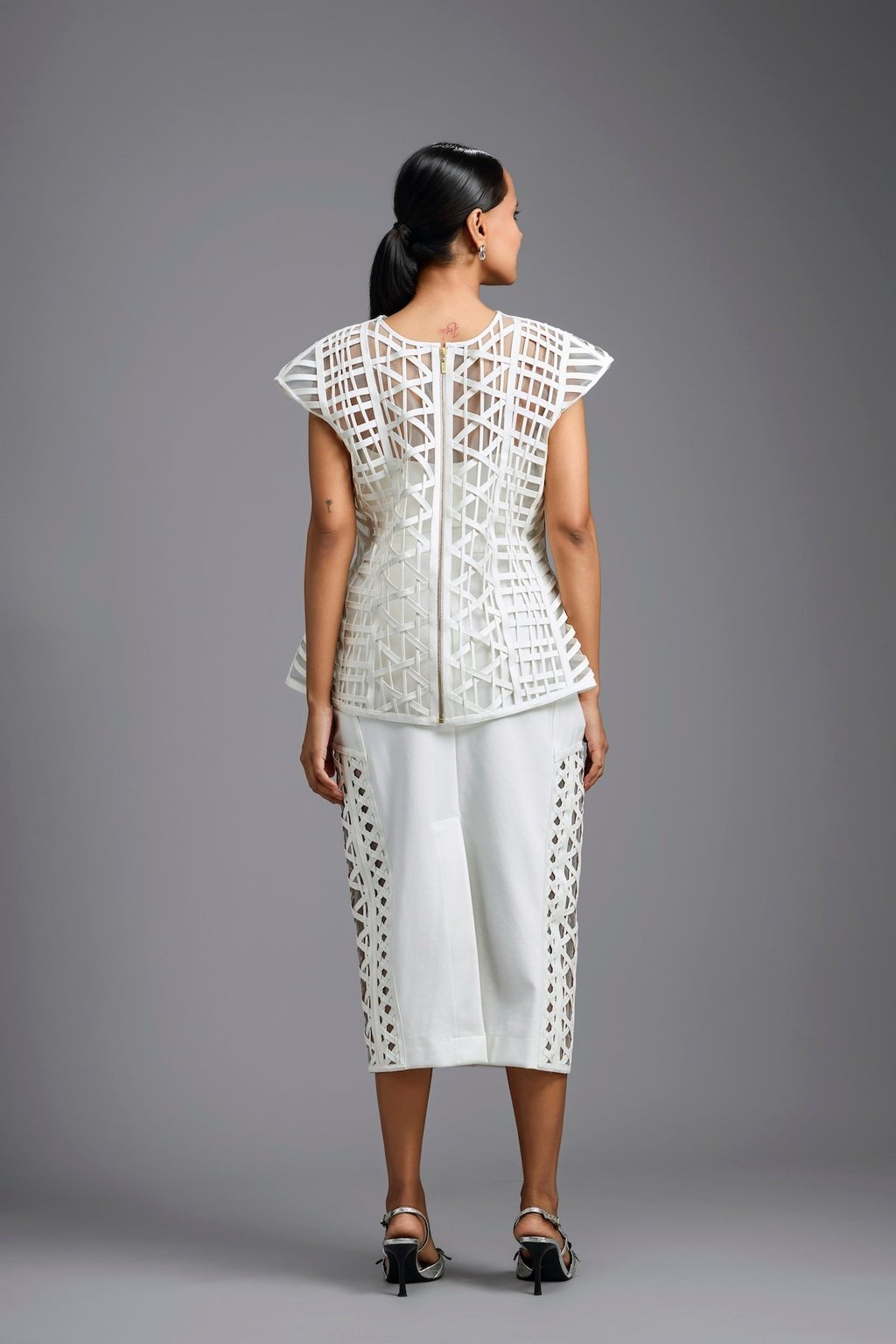 Lattice Panel Midi Skirt