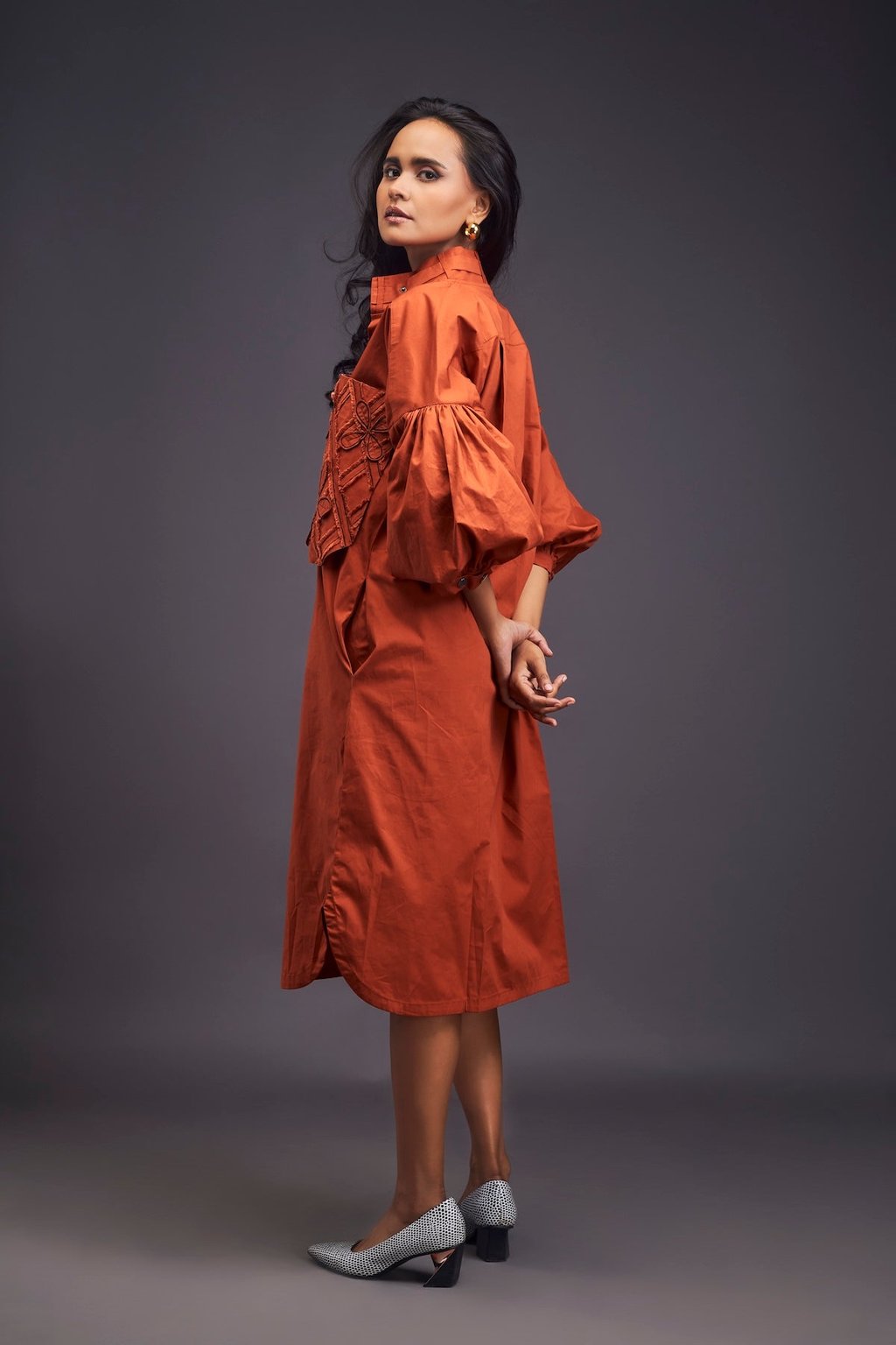 Oversized Shirt Dress with Embroidered Pocket