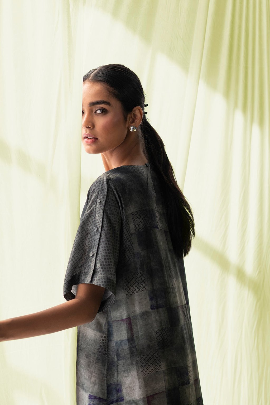 Array Bandhani Charcoal Dress