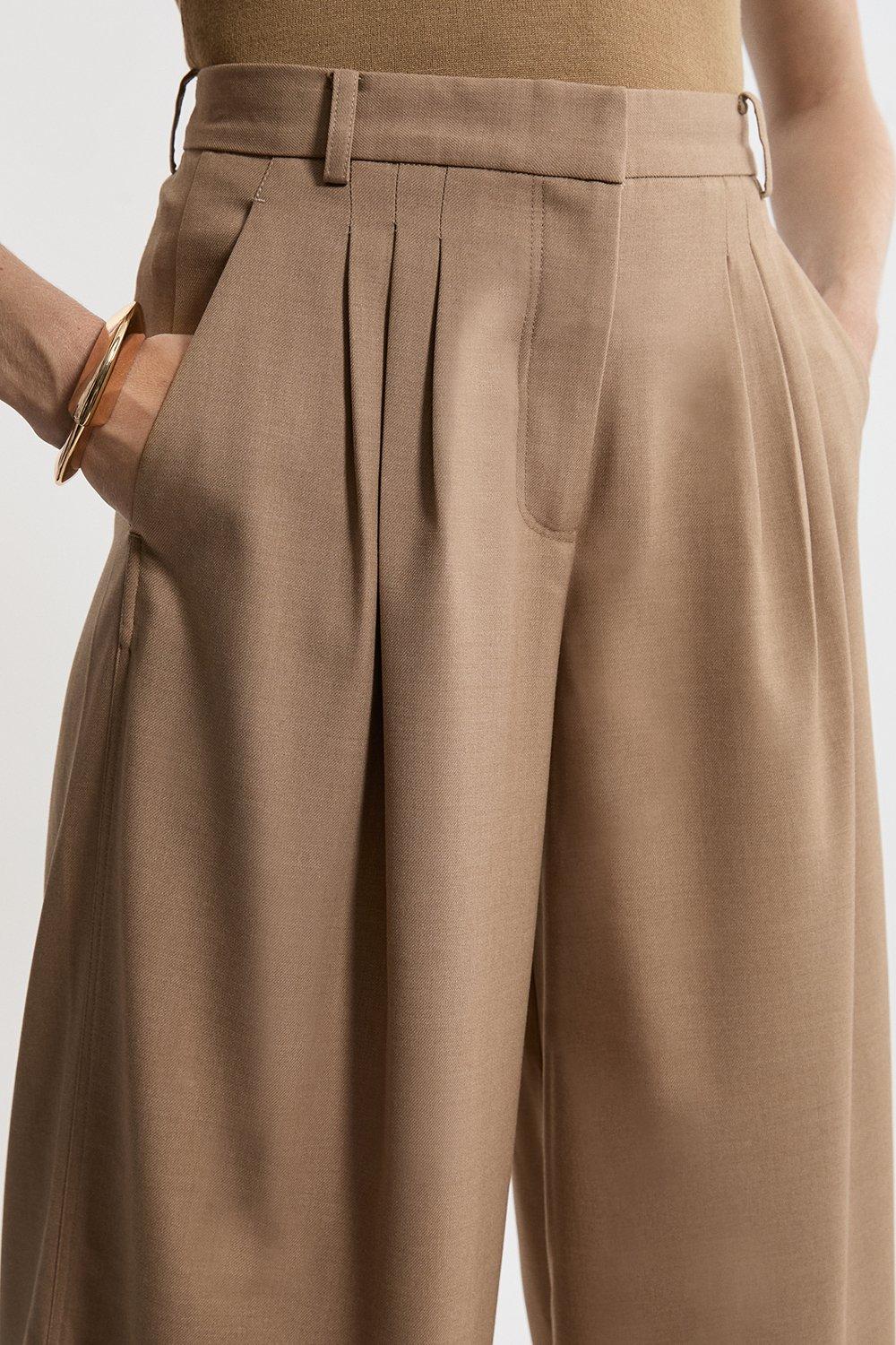 Tailored Wide Leg Darted Trousers