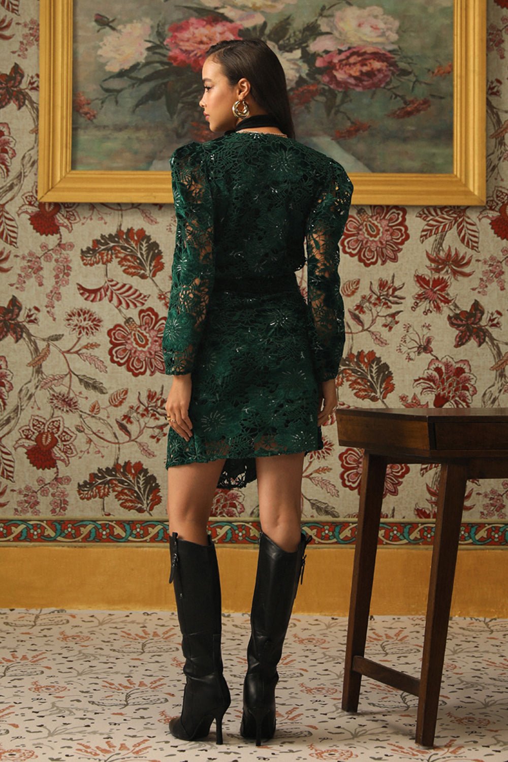Glimmering Cutwork Applique Dress