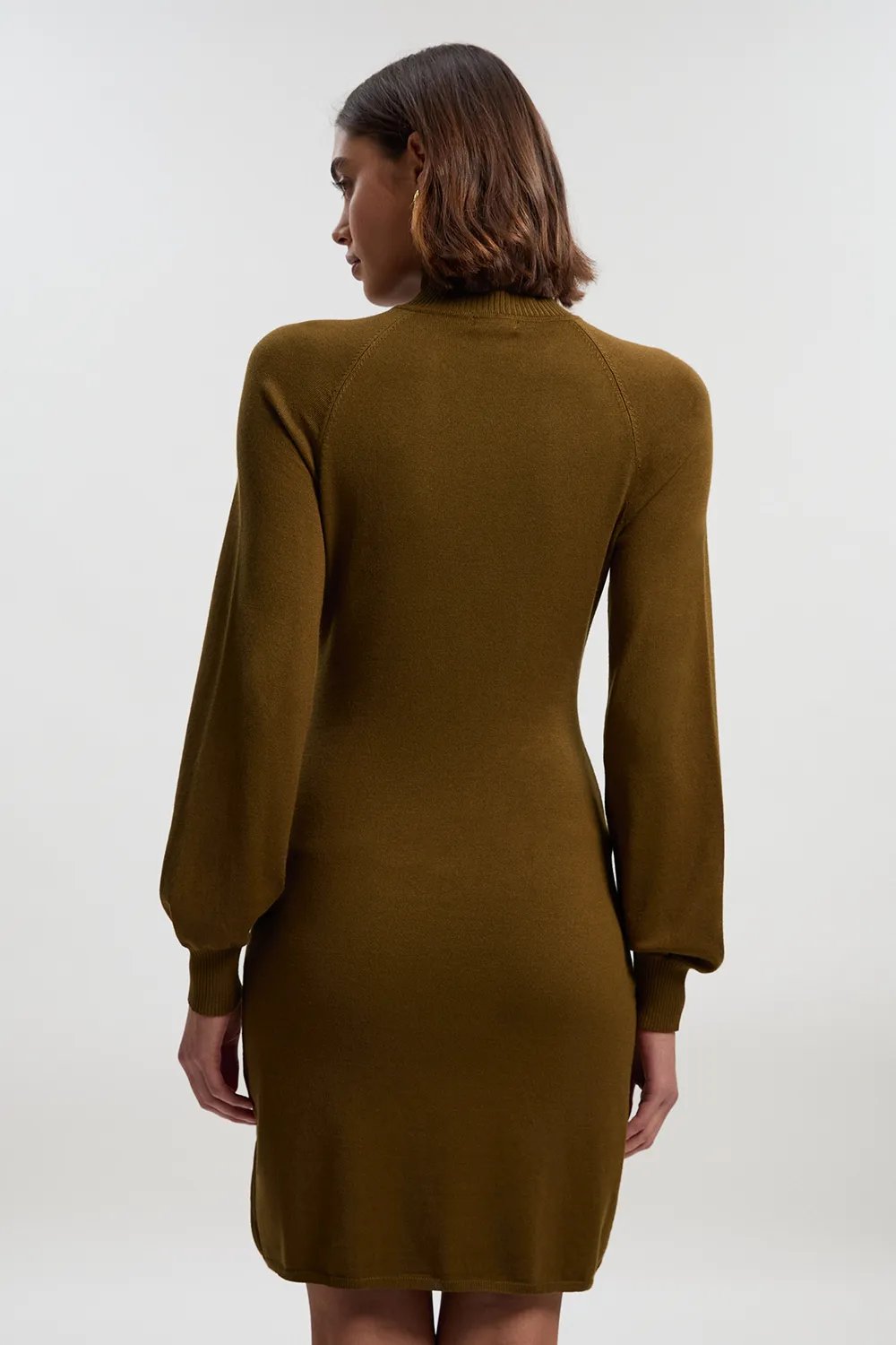 Viscose Blend Popper Detail Knitted Mini Dress