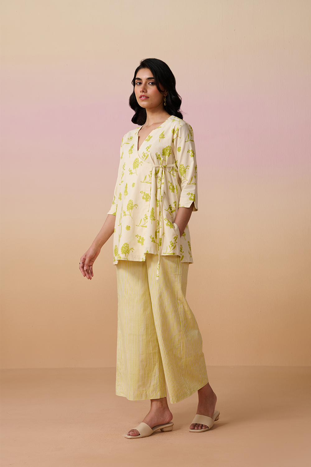 Ivory Cotton Hand Block Floral Print Coord Set