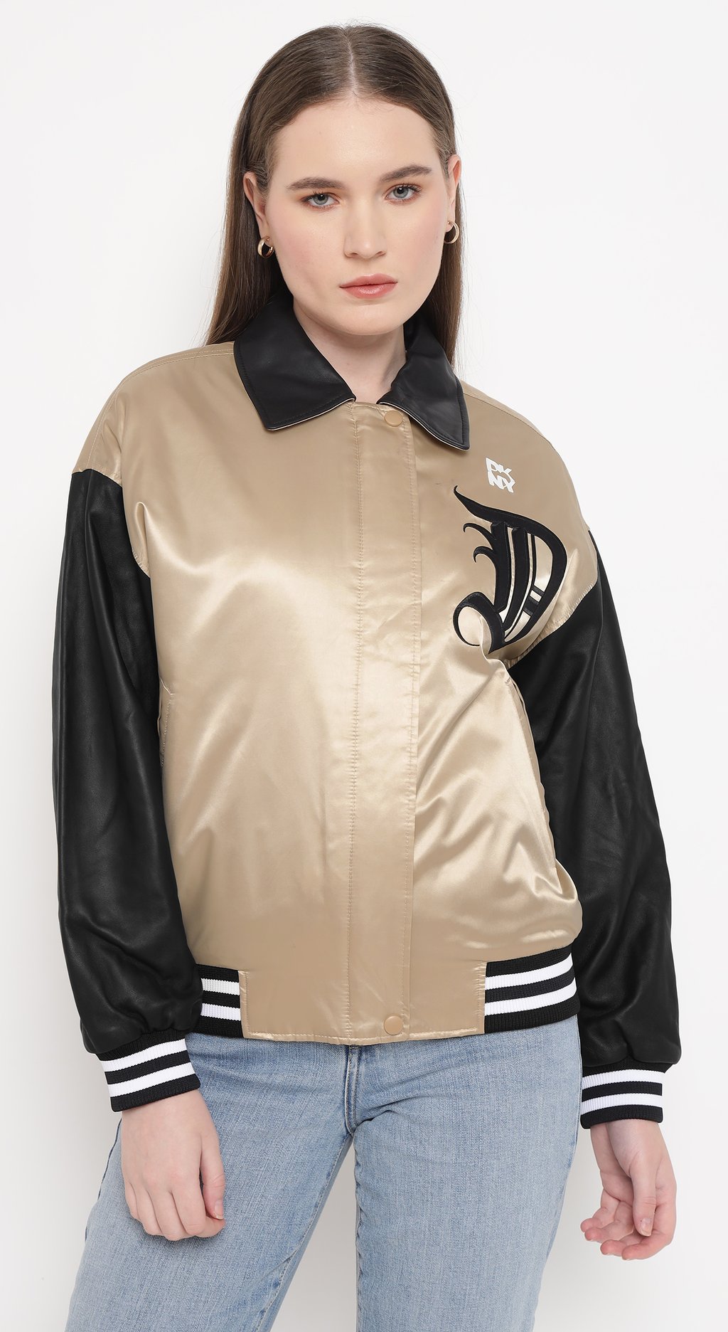 Bomber Jacket with Patch & Embroidery
