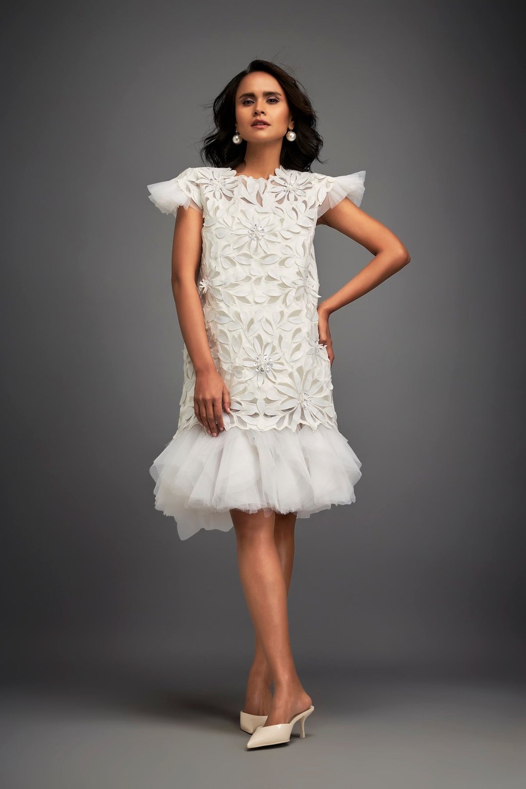 Short Floral Applique Dress
