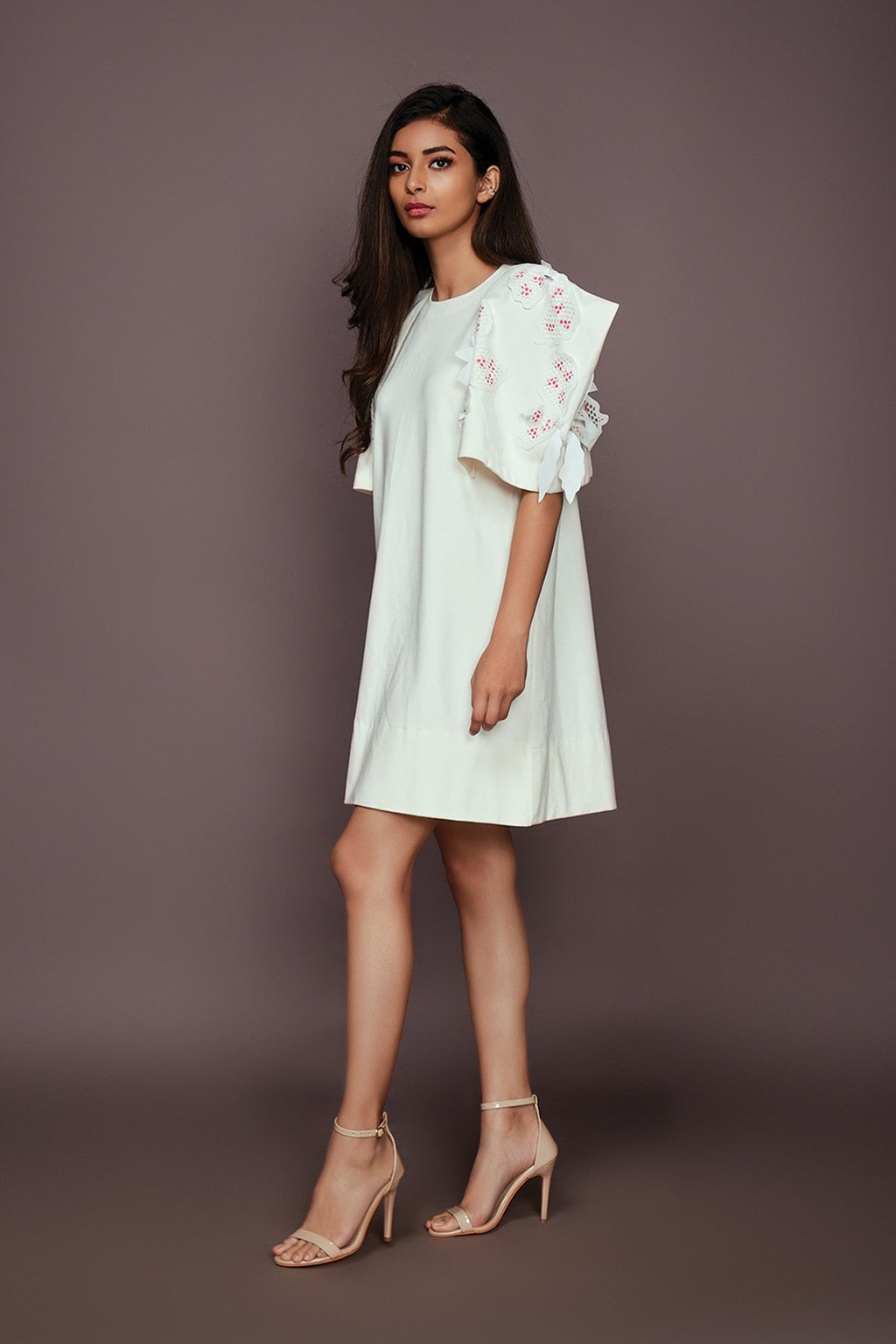 Dress with Cutwork Sleeves