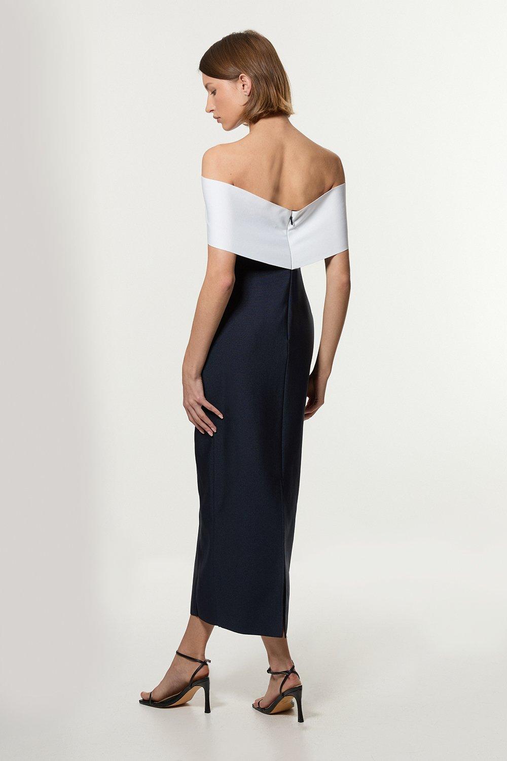 Bandage Bandeau Contrast Midi Dress