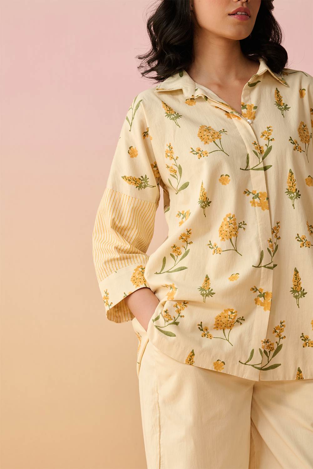 Ivory Cotton Hand Block Floral Print Co-Ord Set