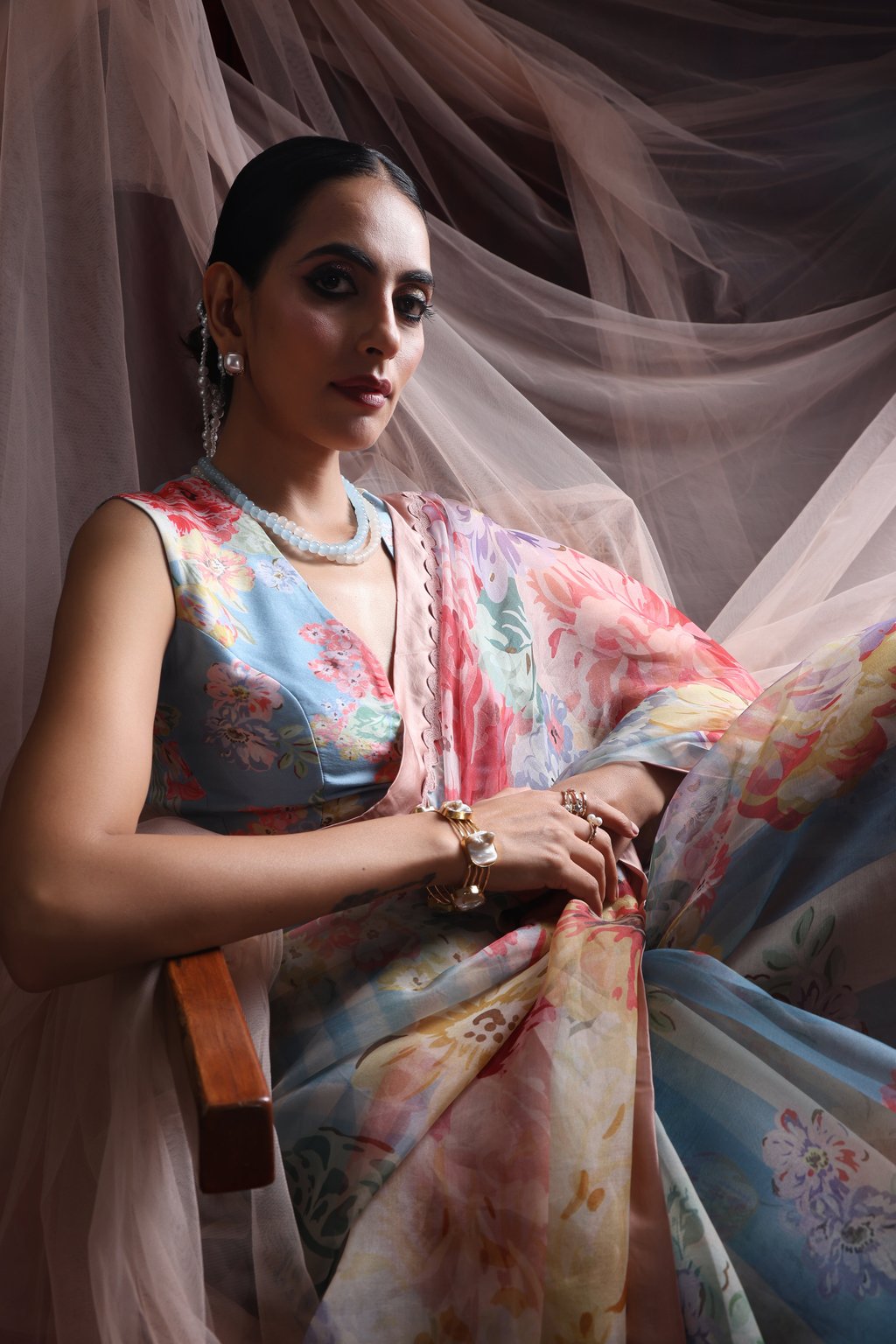 Rani Bloom Saree Set