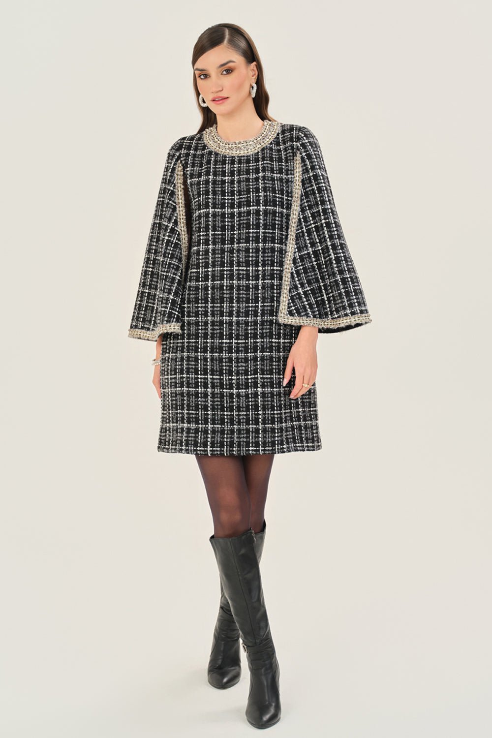 The Metallic Plaid Dress