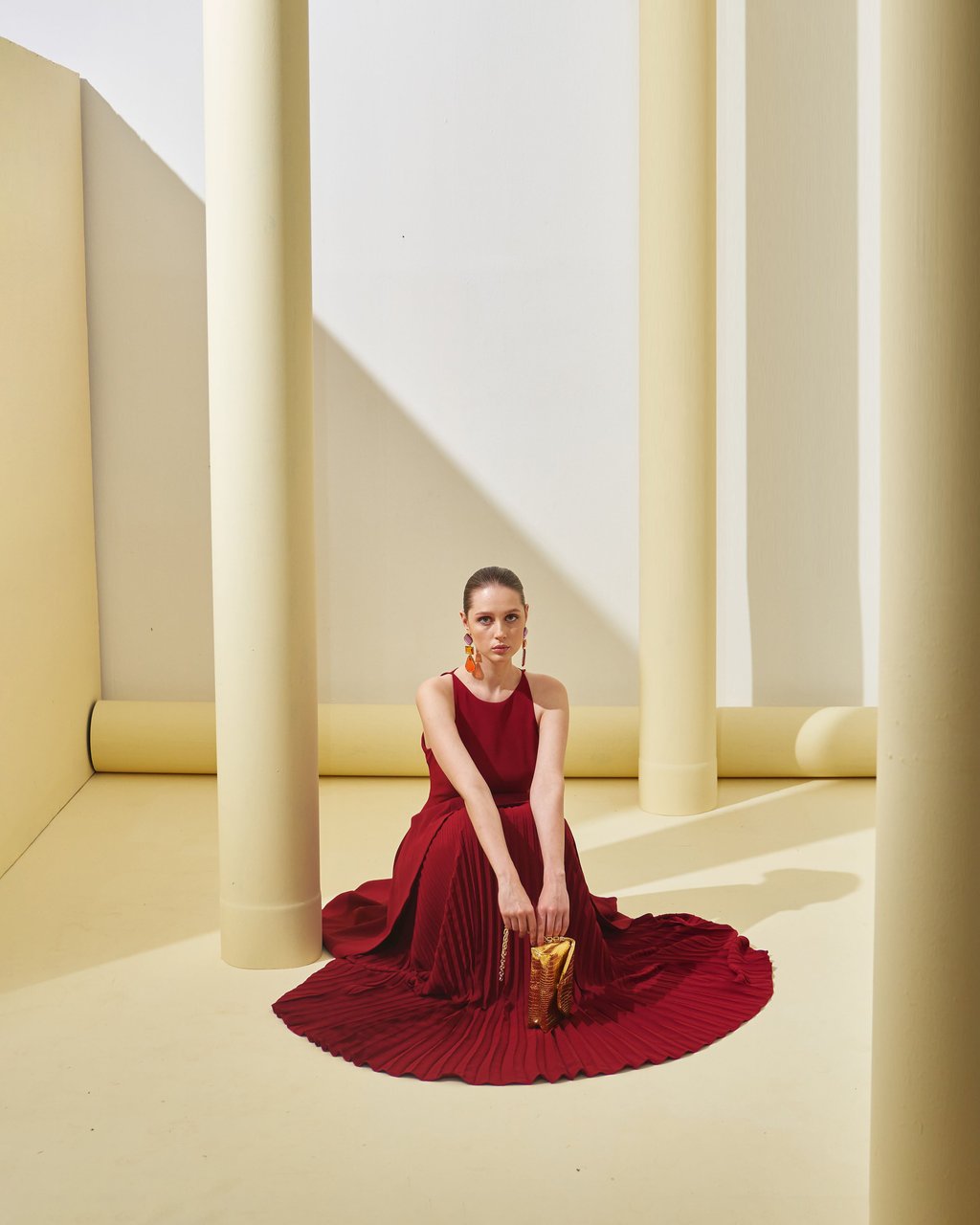 Peplum Pleated Gown