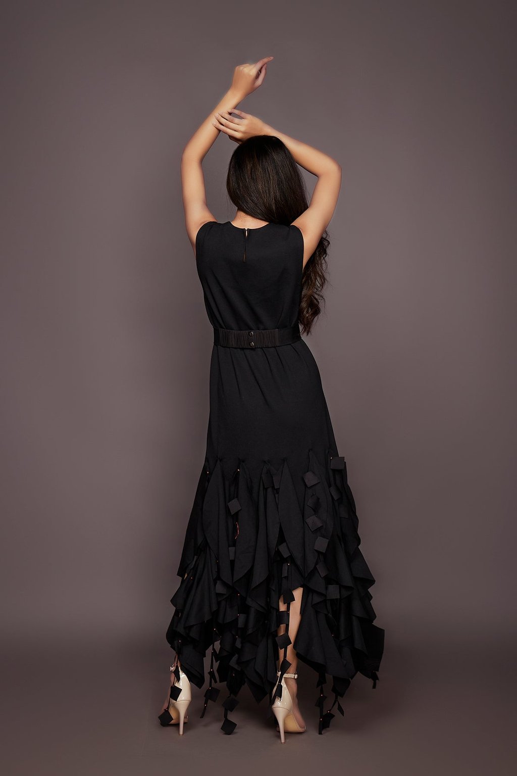 Ruffled Dress with Neon Detailing