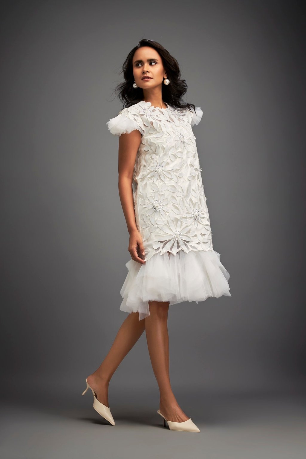 Short Floral Applique Dress