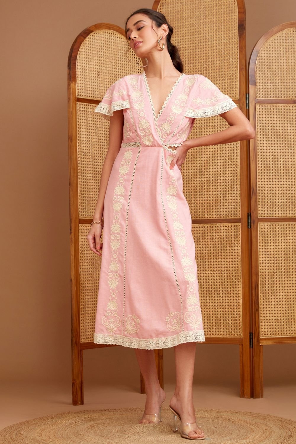 Dainty Pastel Embroidered Dress