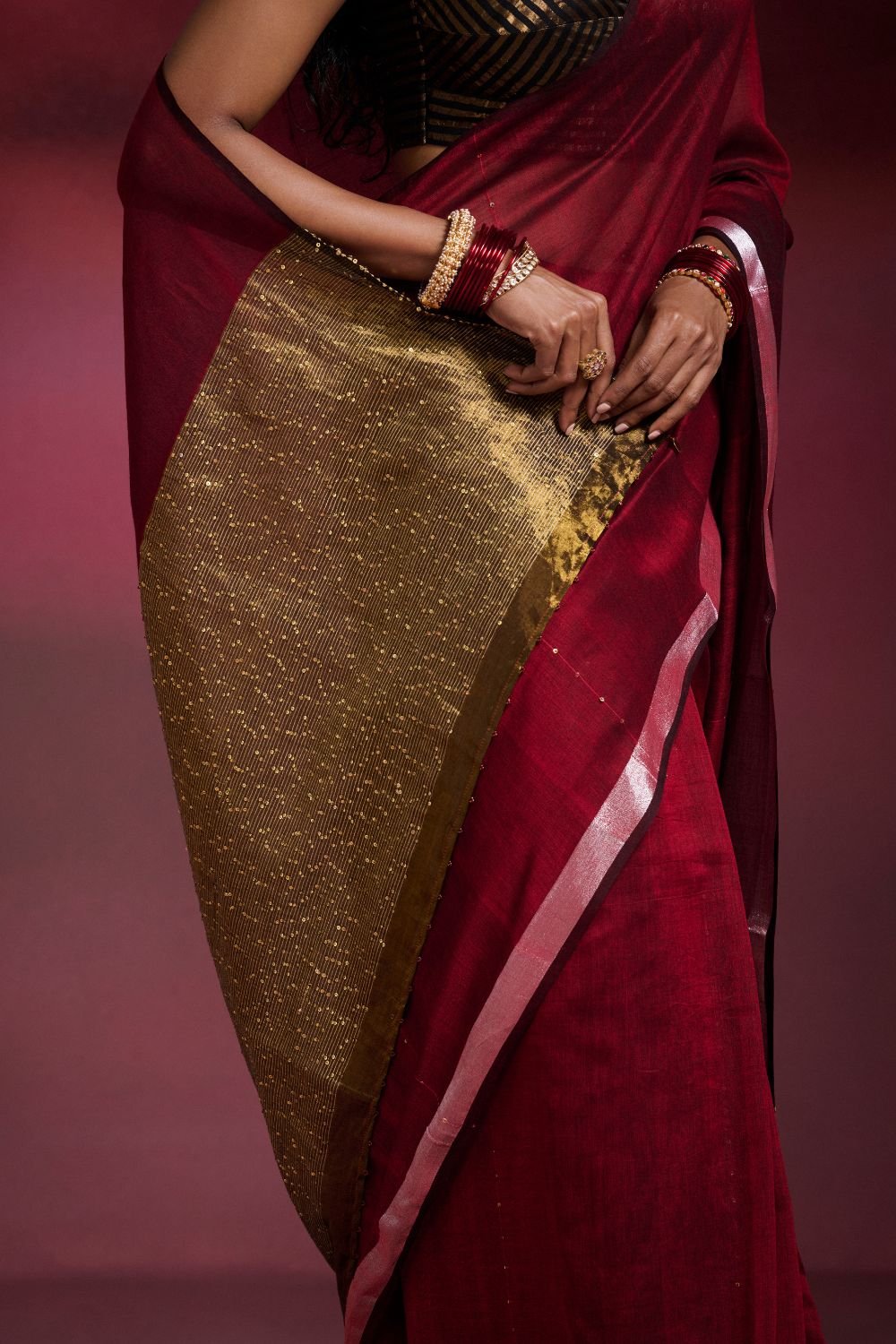 Maroon Handwoven Cotton Saree
