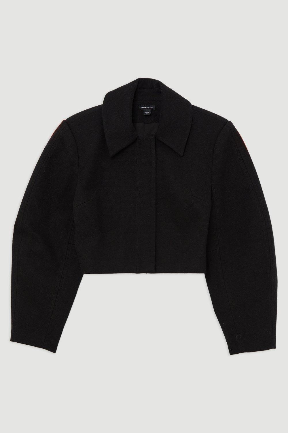 Brushed Cropped Collared Trench Jacket