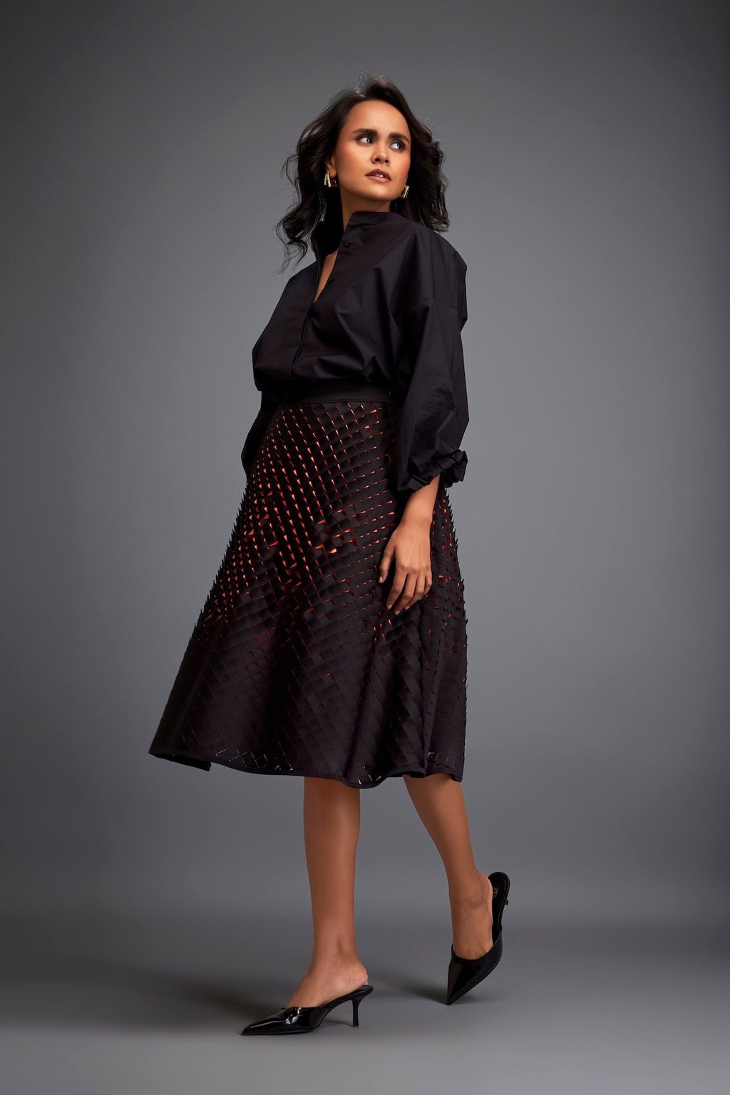 A-Line Skirt with 3d Geometric Pattern