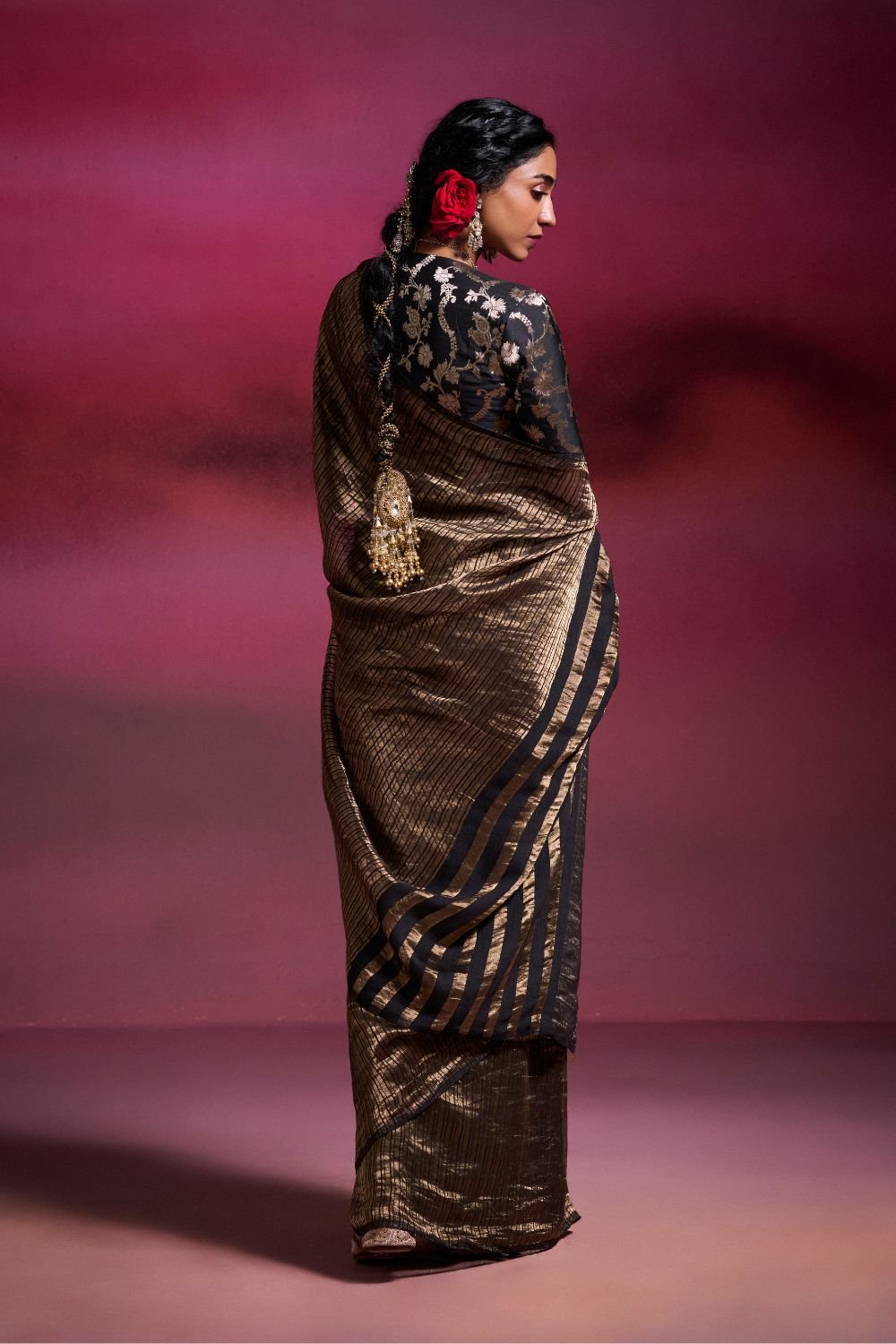 Black Banarasi Silk Cotton Saree