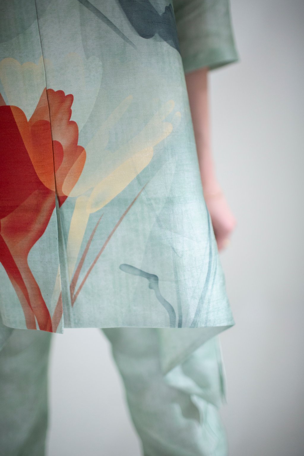 Light Green Short Kaftan Tail Set